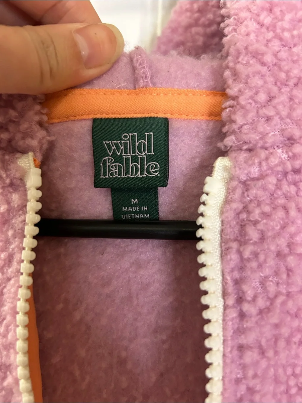 Wild Fable Pink Sherpa Zip Hoodie with Orange Trim Size Medium - Picture 5 of 8